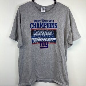 New York Giants Super Bowl XLVI Team photo Tshirt Gray Adult Sz L NFL Football